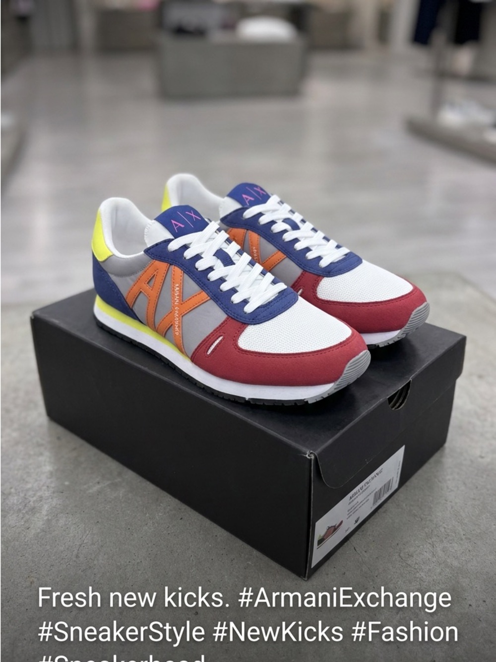 Armani Exchange Men's White Red Blue Orange Yellow Low-Top Sneakers